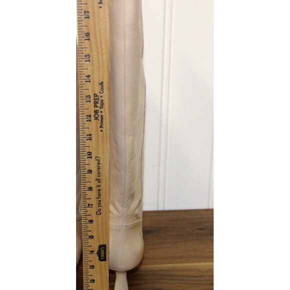 NWT ANTHROPOLOGIE KNEE HIGH POINTED TOE LEATHER KITTEN HEEL BOOTS LITE SAND 40 9 - Picture 10 of 14